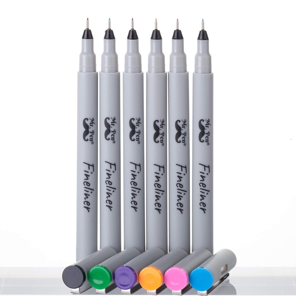 Mr. Pen 6 Piece Fineliner No Bleed Pens for Drawing, Journaling, and Sketching